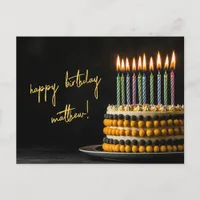 Black and Yellow Birthday Cake Postcard