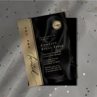Elegant Gold Script You are Invited Company Logo Invitation