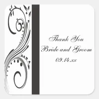 Black and White Swirls Wedding Thank You Favor Tag