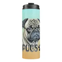 I Love Pugs | Cute Dog Owners Thermal Tumbler