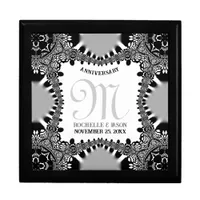 Silver Black Ornate Fractal Lace Anniversary Gift Box