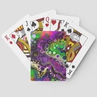 Purple, Lime Green and Black Marble Fluid Art  Poker Cards