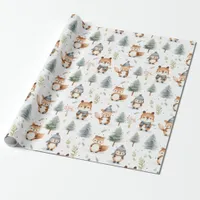 Cute Forest Animals Squirrels in Winter Wrapping Paper