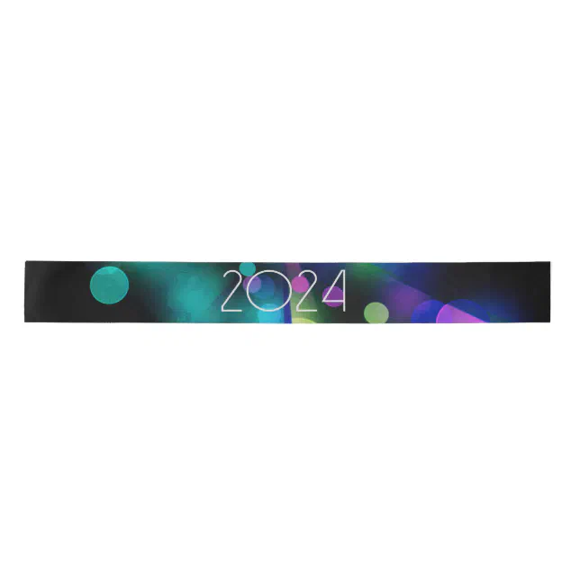 2024 new year with multicolor bubbles satin ribbon