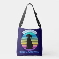 Does Your Dog Bury a Sock Too - Retro Sunset blue Crossbody Bag