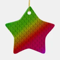 Floral Green Red Rainbow Gradient Diagonal Blend Ceramic Ornament