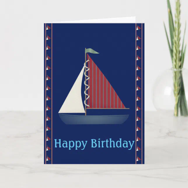 Cute Blue Toy Sailboat Card