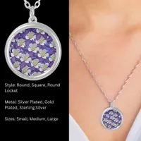 Columbine Flower Pattern Round Silver Plated Necklace
