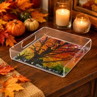 Autumn Leaves of Yellow and Orange Photo Square Acrylic Tray