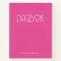 Pink and White Retro Style Dagbok Notebook