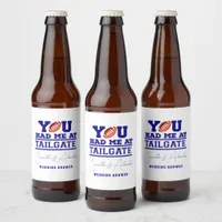 Let's Tailgate Celebrate Blue Bridal Couple Shower Beer Bottle Label