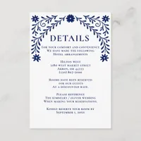 Elegant Boho Navy Floral Wedding  Enclosure Card