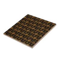 Bold Caribbean Tribal Mudcloth: Black, Gold Ceramic Tile