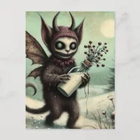 Adorable Christmas Horror Krampus With Milk Postcard