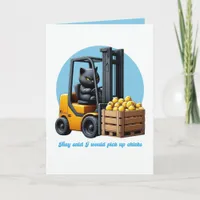 Pick Up Chicks Funny Black Cat Forklift Card
