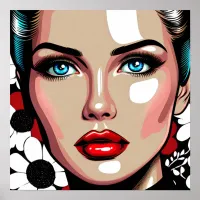 Pop Art Ai Comic Book Woman's Face Poster