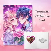 Cute  Couple Anime Personalized Valentine's Day Card