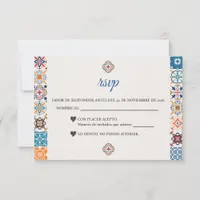 Talavera Colorful Floral Fiesta Spanish Wedding RSVP Card