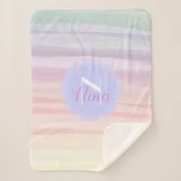 Rainbow Pastel Colors Watercolor Brush Strokes Sherpa Blanket