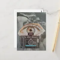 Eyeball and Snake Retro Camera surreal collage art Postcard