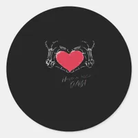 Have A Nice Day Skeleton Hands With Heart Classic  Classic Round Sticker