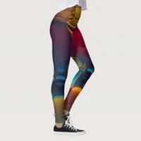 Vortex of Colors: An Abstract Dance of Oil Leggings