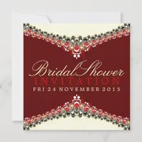 Decorative Red Lace Bridal Shower Party Invitation