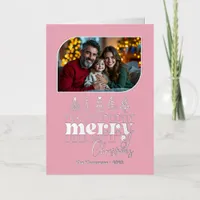 Soft Glam Hand Drawn Merry Christmas Photo Foil Holiday Card