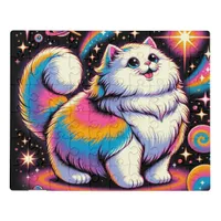 Fluffy White Cat in Space Jigsaw Puzzle