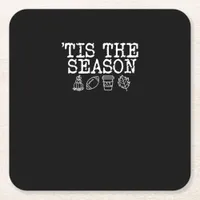 Tis The Season Fall Design Square Paper Coaster
