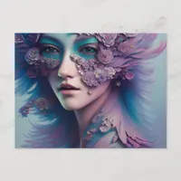Floral and Feathers Woman Postcard