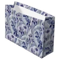 Abstract Flowers Pattern Indigo Purple Iris Large Gift Bag