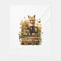 Cottagecore Aesthetic With Book Cute Goblincore Cr Fleece Blanket