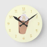 Cute Coffee Time Round Clock