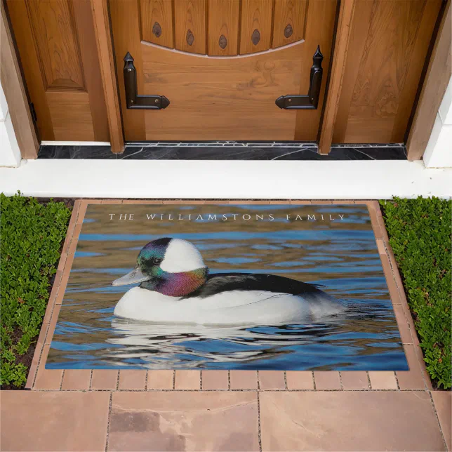 Handsome Bufflehead Duck at the Winter Pond Doormat