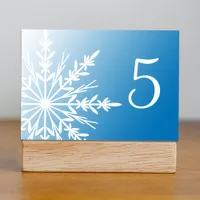 Blue and White Winter Snowflake Table Number