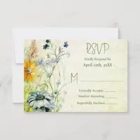 Elegant Boho Wildflower Garden Wedding RSVP Card