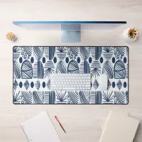 Caribbean Tribal Mudcloth: Navy Blue, White Desk Mat