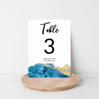 Modern Watercolor Ocean Island Wedding  Table Number