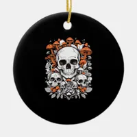 Whimsigoth Skulls & Mushrooms Vintage Botanical Ae Ceramic Ornament