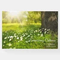 Sunlit Spring Meadow Funeral Condolence Guest Book