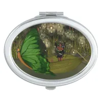 Cute Fairy in Boat with Fireflies Compact Mirror