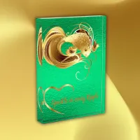 Gold goldfish on green foil monogram | photo block