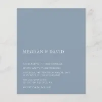 Budget Dusty Blue Modern Wedding Invitation