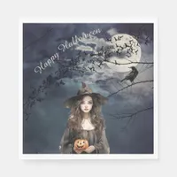 Halloween Witch in Moonlight  Napkins