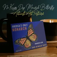 No Kings Day Monarch Butterfly Activist Art Postcard