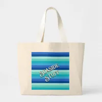 Summer Fresh Ocean Shades Striped Large Tote Bag