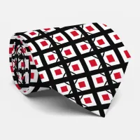 Red Black & White Op Art Geometric Pattern Neck Tie