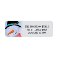 Happy Snowman Christmas Winter Return Address Label