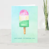 Watercolor Popsicle Summer Family Photo Greeting Holiday Card
